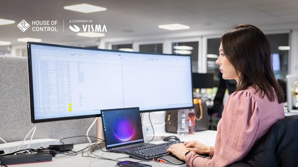 Woman sitting in front of a spreadsheet on the computer