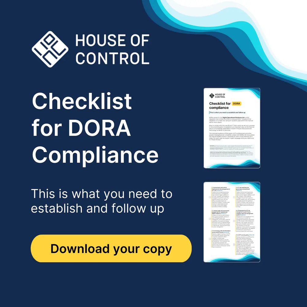 Graphics with text: Checklist for DORA Compliance - Download your copy now