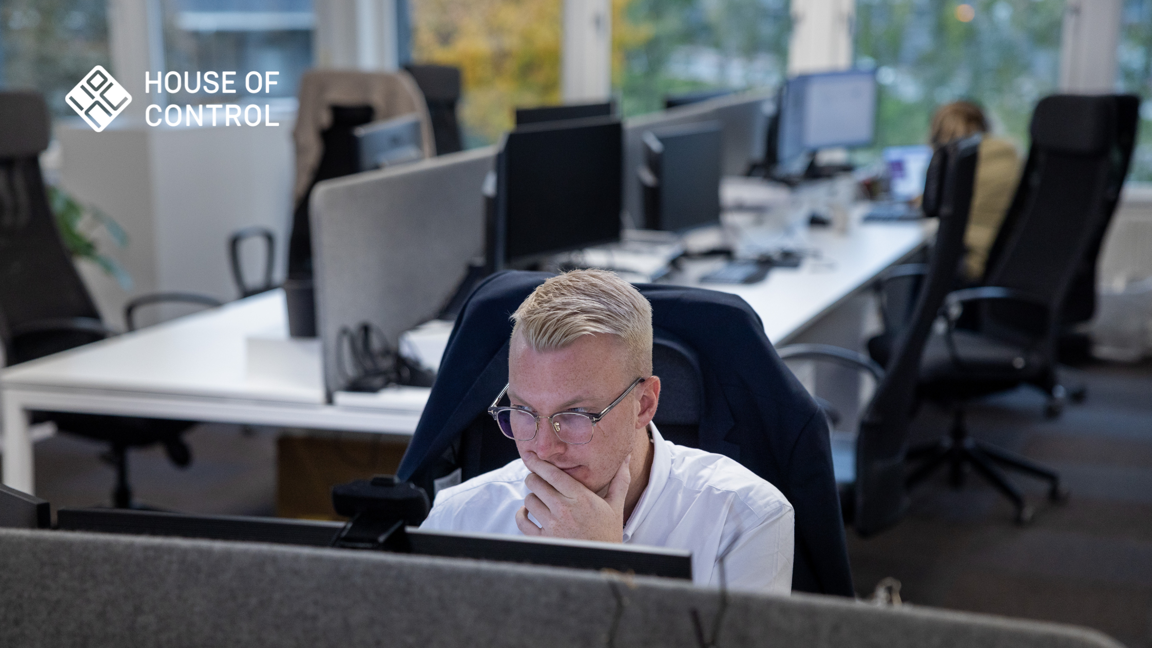 Man looking into his screen focusing on his work