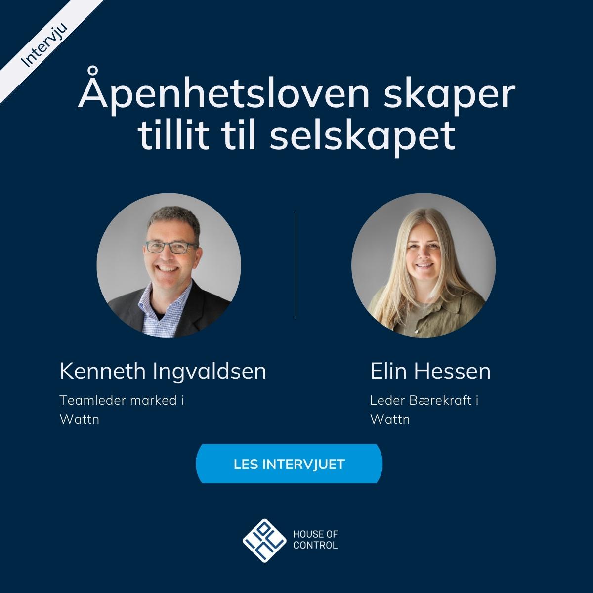 Kenneth Ingvaldsen og Elin Hessen fra Wattn om Åpenhetsloven